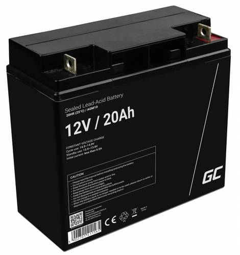 Green Cell AGM10 Bleiakku 12 V 20 Ah Blei-Vlies (AGM) (B x H x T) 181 x 167 x 77 mm M5-Schraubanschluss Zyklenfest, Wartungsfrei