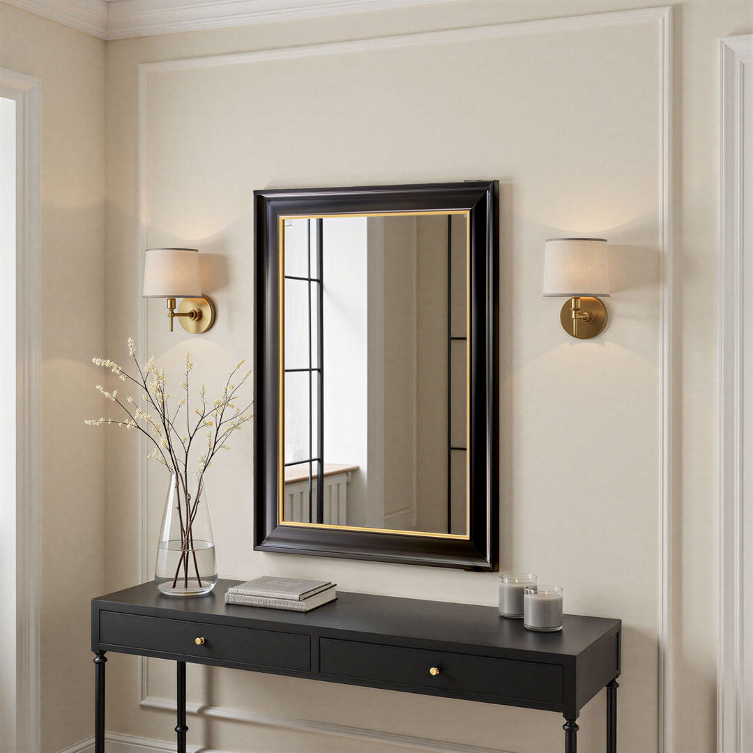 Canora Grey Composite Rectangle Mirror Black 75x60cm
