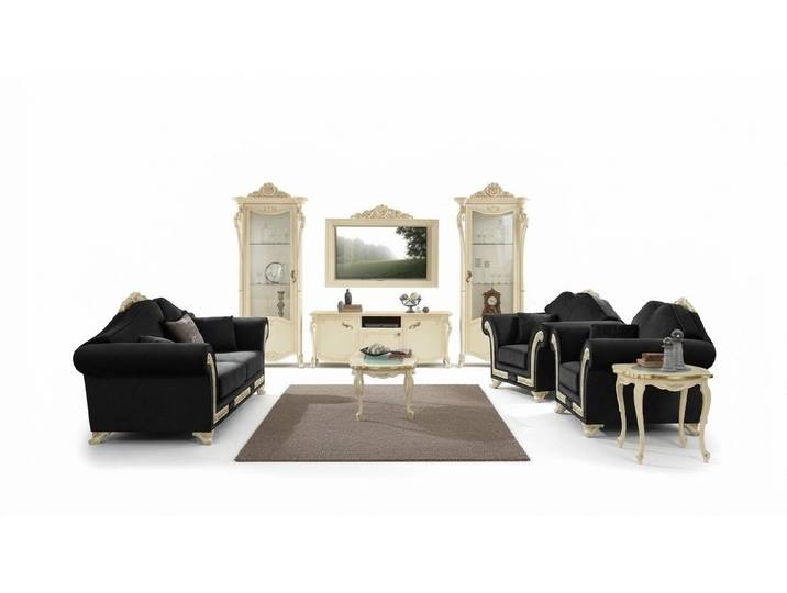 Xlmoebel TV-Schrank Klassischer Holz-TV-Schrank in Beige mit Stauraum (Set 2tlg. (TV-Schrank + TV-Rahmen) Hergestellt in Europa