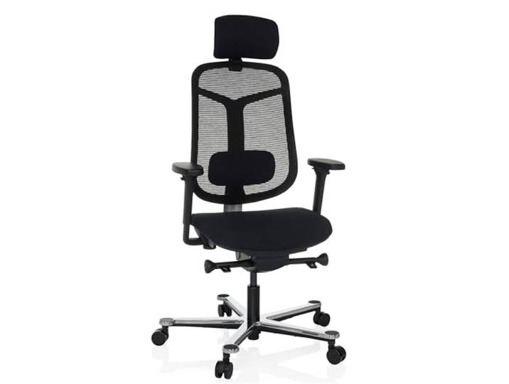 hjh OFFICE High end bureaustoel BICOLORE HIGH stof/netstof Zwart/Zilver