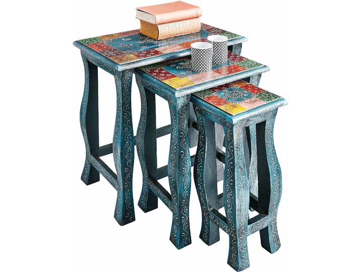 Beistelltisch GOODPRODUCT Vivek , bunt (blau, bunt, blau, bunt, blau, bunt), B:56cm H:51cm T:35cm, Tische, Beistelltisch