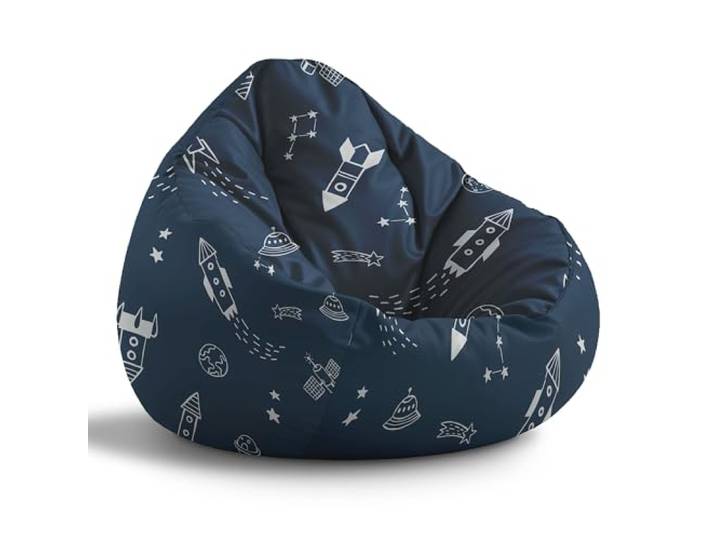 DreamRoots Sitzsack Kinder Bean Bag, Space Adventure, Gr. M Sitzkissen Kinder Boden, Kinderzimmer Möbel, Sitzsäcke fürs Kinderzimmer, mit Füllung
