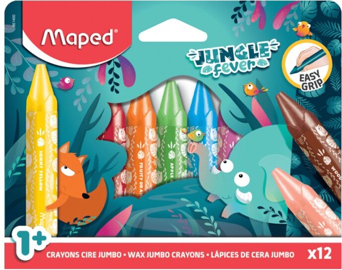 Pack 12 crayons de cire Jumbo Jungle Fever - Maped