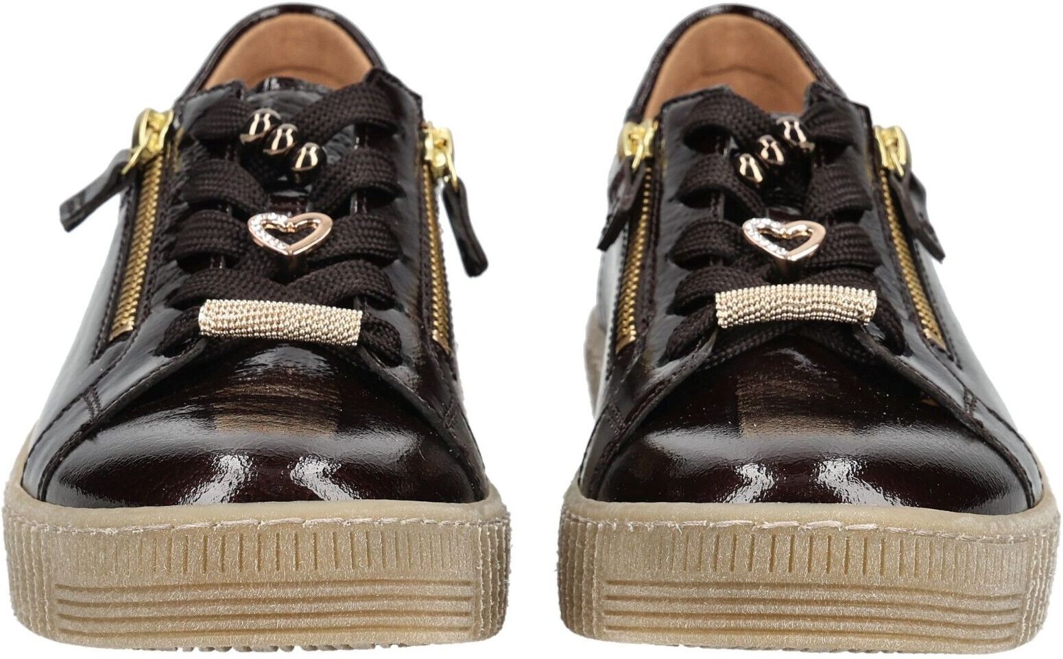 Sneaker GABOR "Gabor Sneaker Leder", Damen, Gr. 38, braun (mocca lack), Leder, Schuhe Sneaker