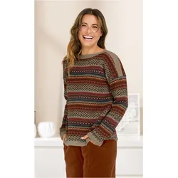 Alpaka-Pullover in Jacquard sand in Größe 52/54 von DW-Shop, Sand, 52/54