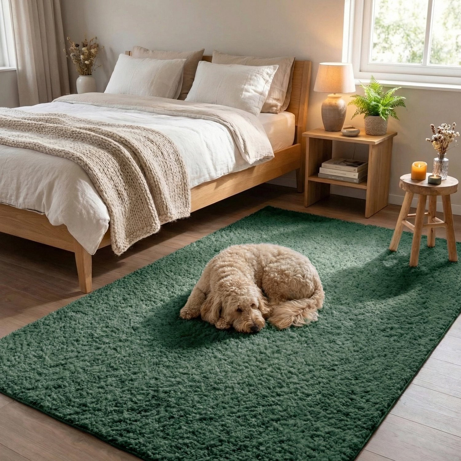 NATURL. Fluffy vloerkleed Bobby Groen 120 x 170 cm