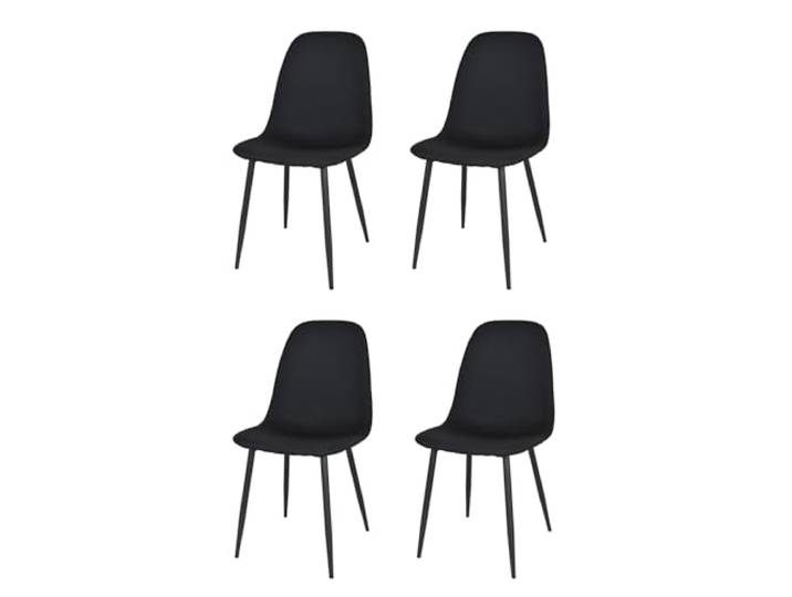 KEKOHOME 4er-Set Esszimmerstühle Sole, Beine aus lackiertem Stahl mattschwarze Farbe, Bezug aus Stoff Farbe Schwarz