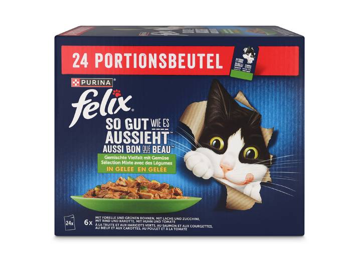 Felix Agail Katzenfutter in Gelée Gemüse & Fleisch 24x85g