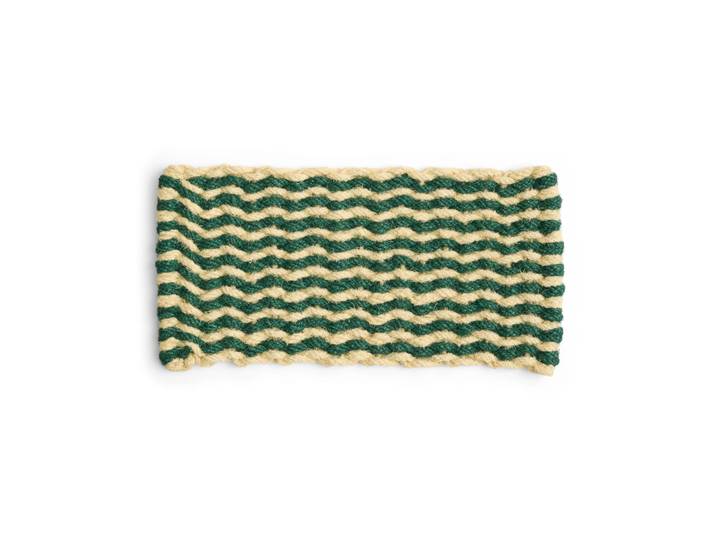 HAY Tapis de porte Coco Stripe Wave Dark green-white