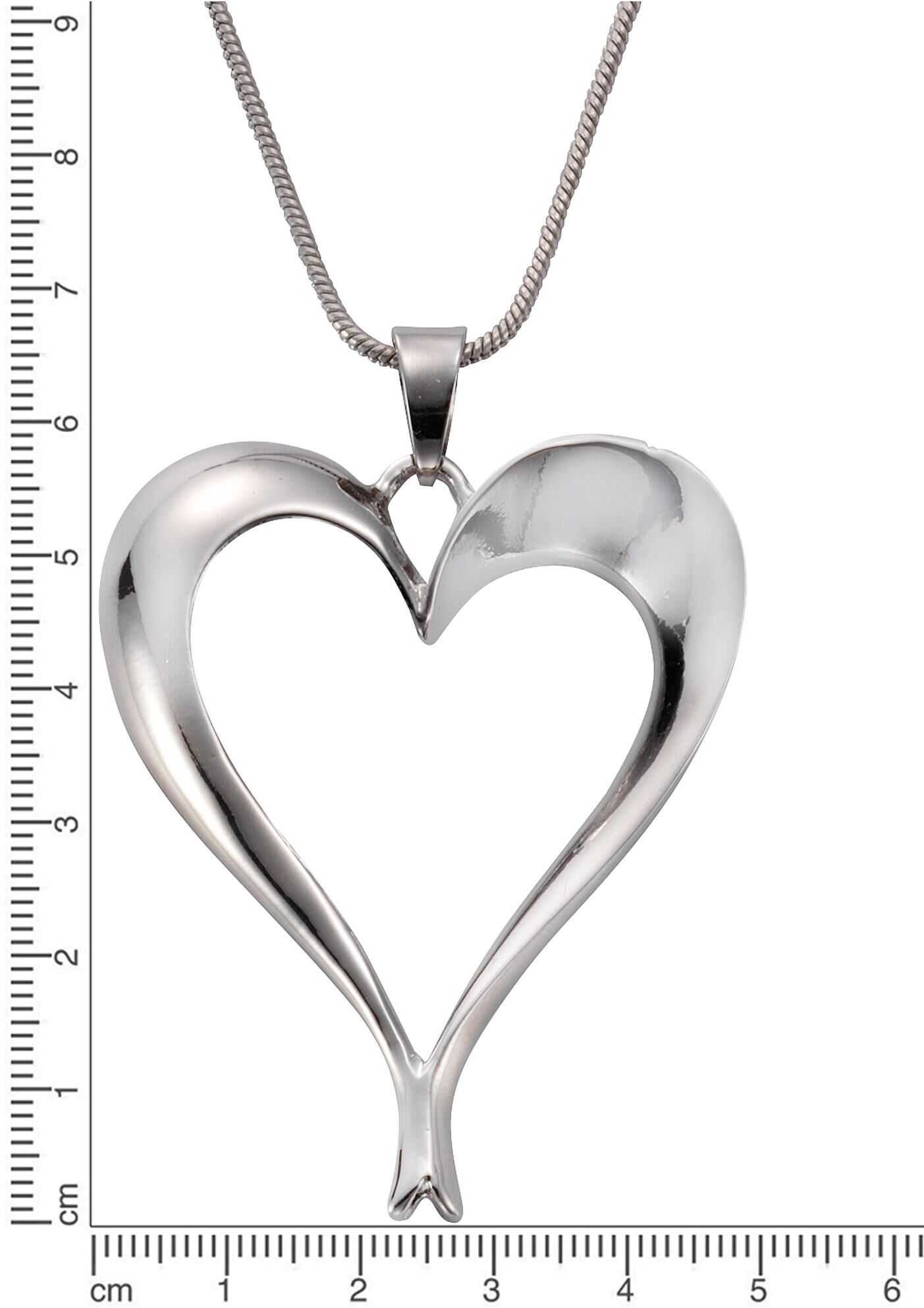 Lange Kette FIRETTI "Herz", grau (metallfarben), Halsketten, Damen, Metall, L: 100, Lange Kette metallfarben Metall, L: 100