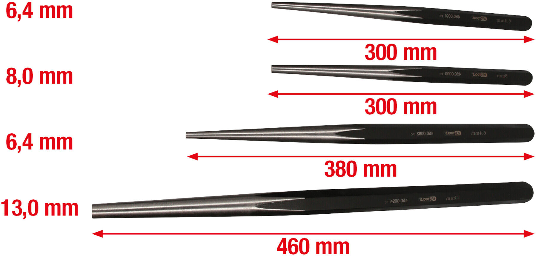 KS Tools Durchtreiber-Satz für Nutzfahrzeuge, 4-tlg. (450.0090)