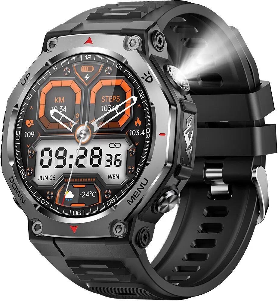 INF Multifunktionale Smartwatch mit AMOLED-Display, Fitness-Tracking und Bluetooth-Anrufen Schwarz