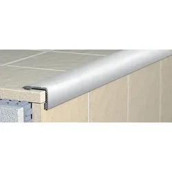 Treppenkante Treppenprofil Havos Chrom, Aluminium Eloxiert, Länge 90 cm, Kantenhöhe 9 mm, ALESH990