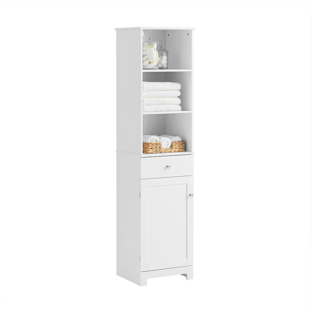 SoBuy Badmeubel met hoge kast en lade, wit, model BZR17-W