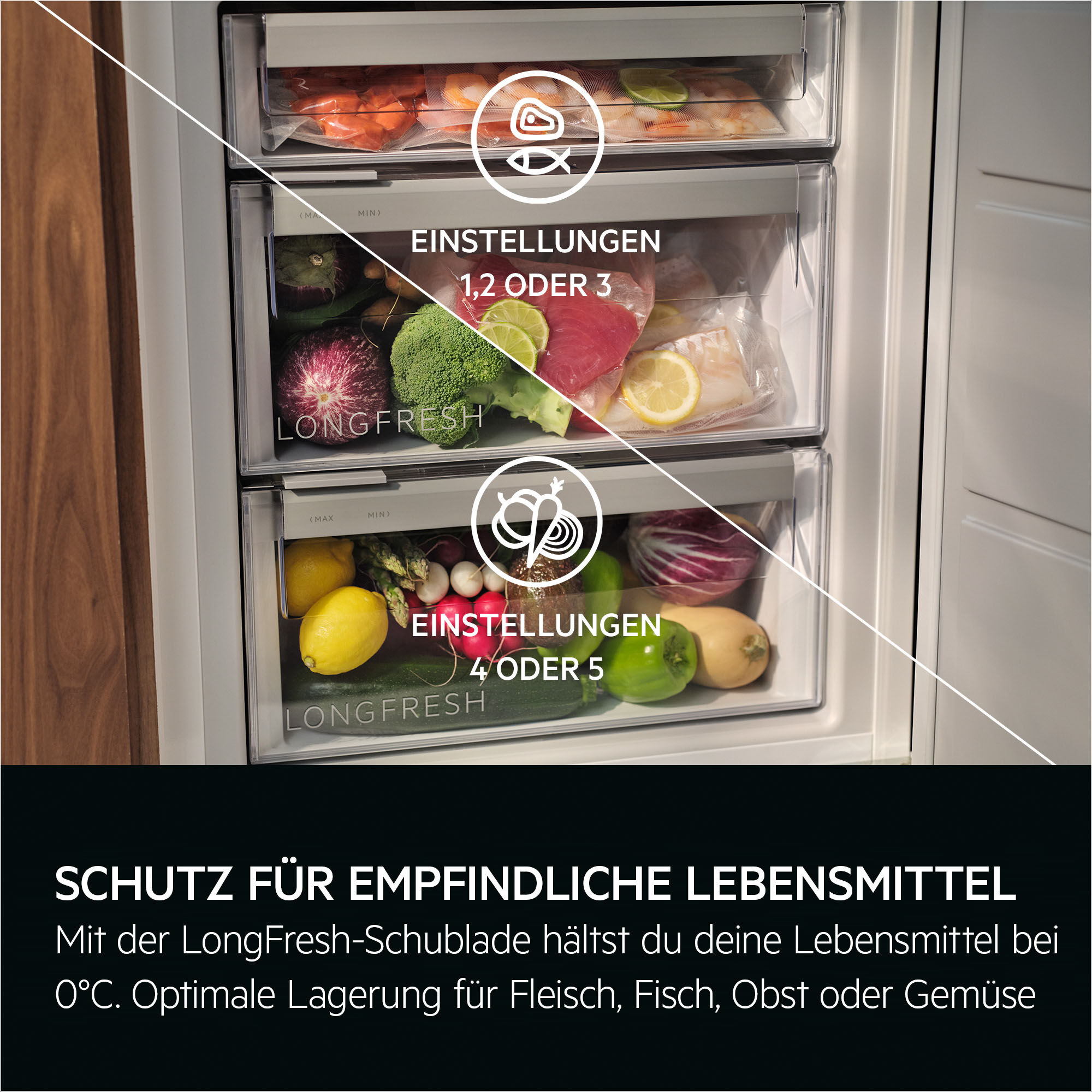 AEG Einbaukühlschrank "923586301", Energieeffizienz: D, silber (weiß), Rechtsanschlag, wechselbar, Kühlschränke, LongFresh 0 C-Zone, Einbaukühlschrank