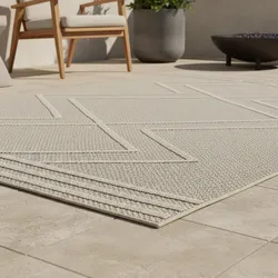 Outdoorteppich IMST, im Boho-Stil, aus Polypropylen, Beige, 140 x 200 cm