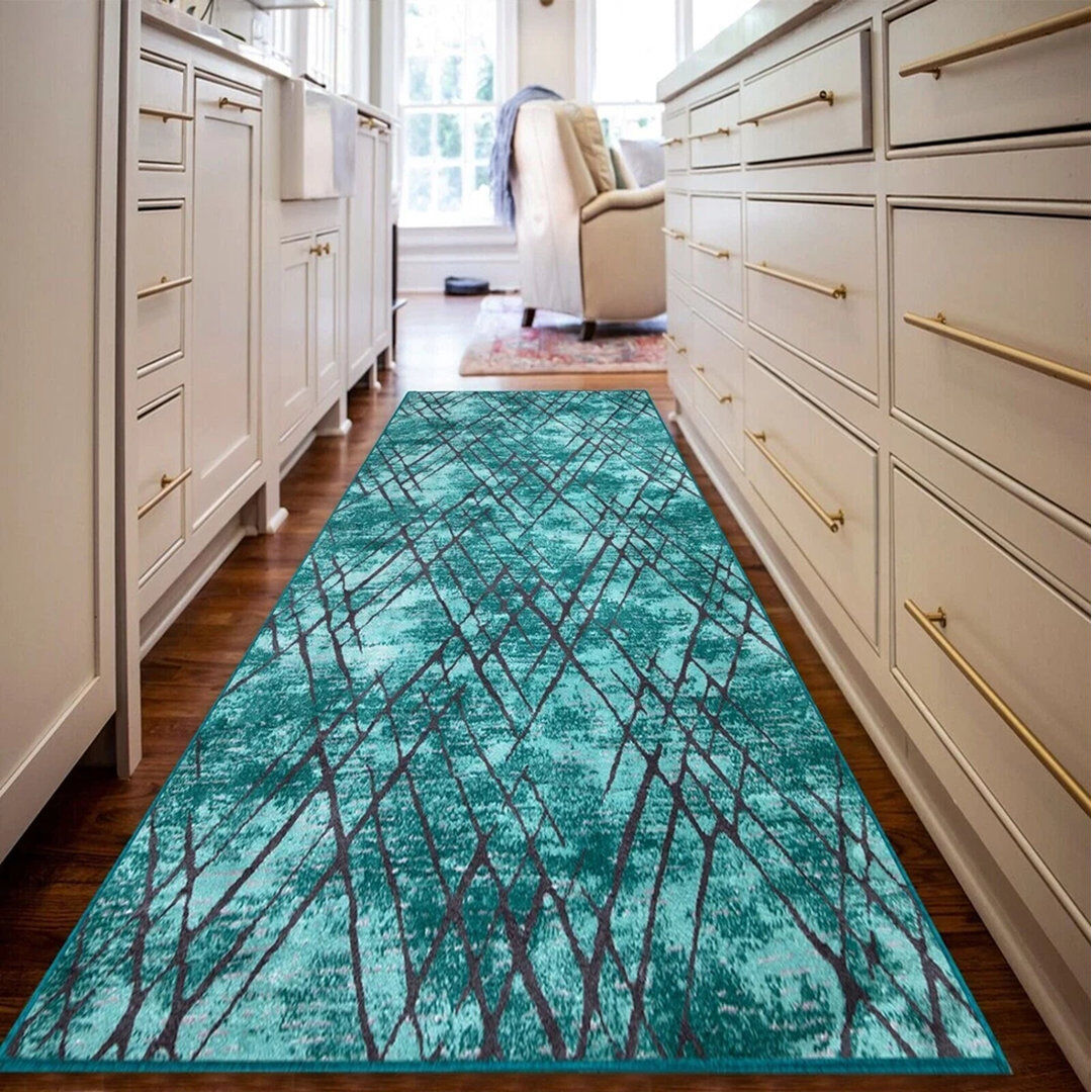 Rio Flushing Abstract Indoor / Outdoor Area Rug Tourqoise Rectangle 200 x 290cm
