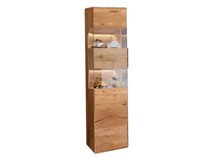 Massive 1-türige Vitrine Dunja in Wildeiche – Montierte Lieferung – 3%-Vorkasse-Rabatt