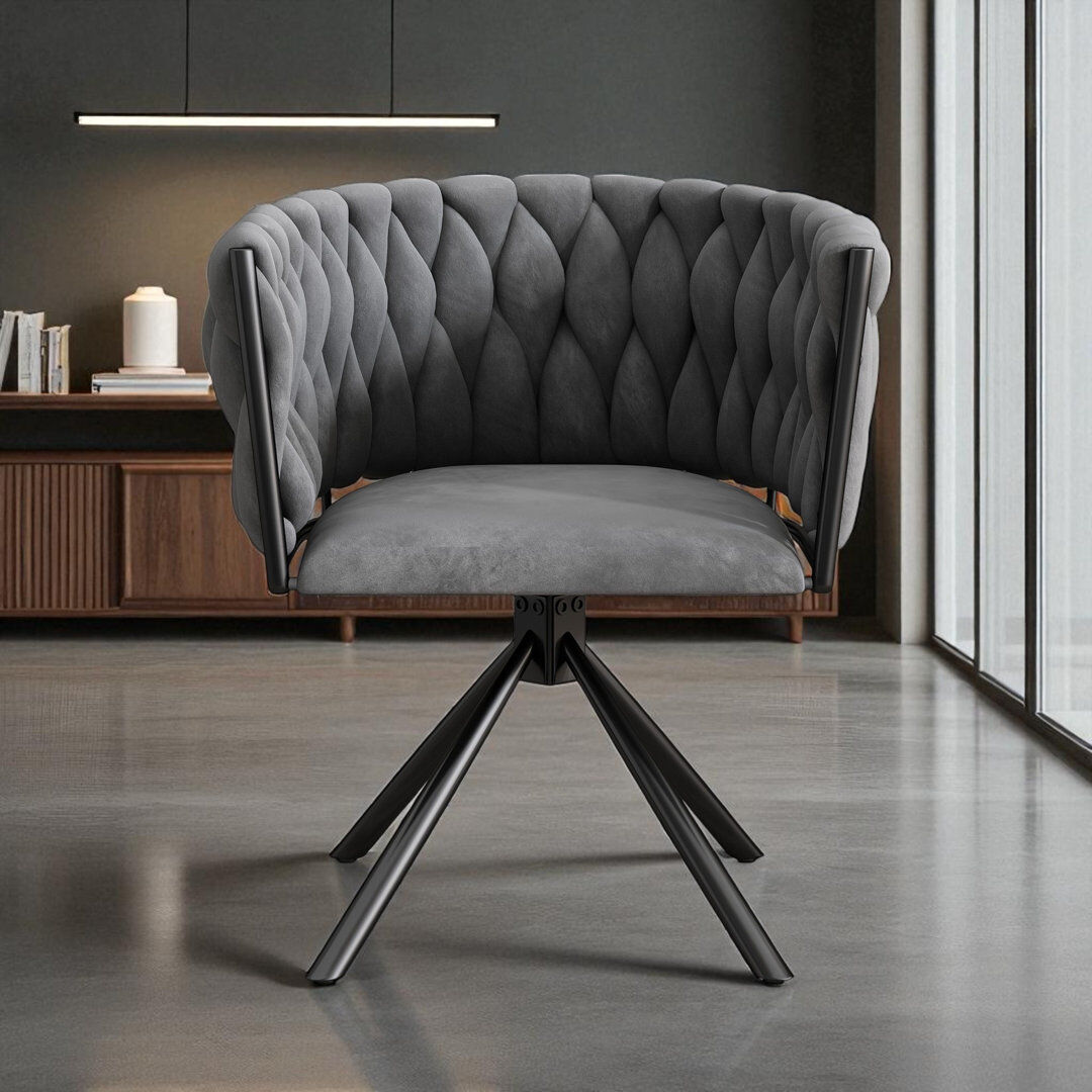 Canora Grey Authneil Velvet Metal Armchair Grey/Black 71cm H X 61cm W X 51.5cm D