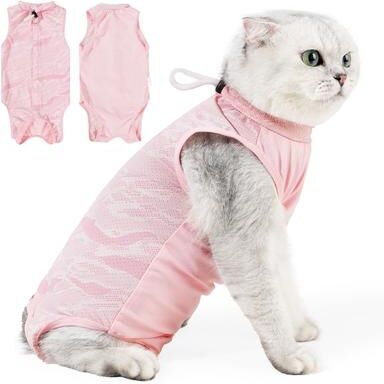Inspire Essentials Breathable Cat Recovery Suit For Post Surgery Comfort pink l