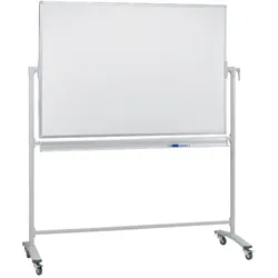 FRANKEN Mobiles Whiteboard 180 x 120 cm, doppelseitig, lackiert, magnetisch, beschreibbar, trocken abwischbar, Whiteboard mit Ständer und Rollen