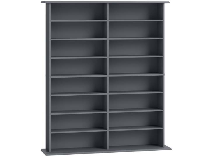 Meuble de rangement multimédia avec 16 compartiments gris