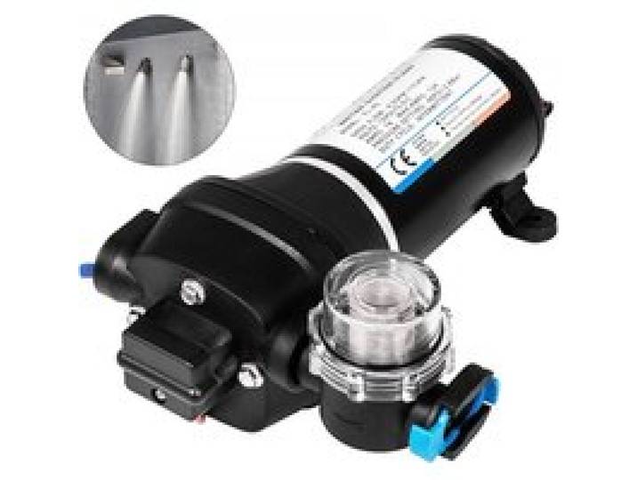 VEVOR Wasserpumpe Hochdruckmembran 12 V, Hochdruck Wasserpumpe 17 L / min, Selbstansaugende Membranpumpe 2m, 3-Kammer-Membran, Membranpumpe mit Wärmeschutz, für Kfz-Schifffahrt, Wohnmobile