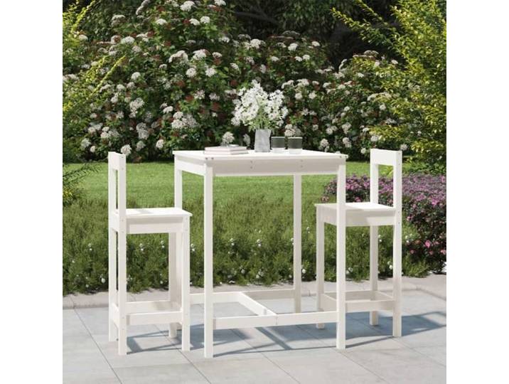 Ensemble de bar de jardin 3 pcs blanc bois de pin massif ensemble de bar ensemble de meubles ensemble de bar 3154736