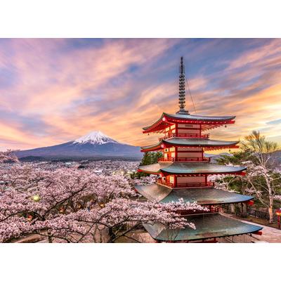 Fototapete PAPERMOON "Fujiyoshida Chureito Pagoda Japan", bunt, B:3m L:2,23m, Vlies, Tapeten