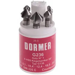 Dormer, Bohrereinsatz, Hss Straight Shank Countersink Set No 1