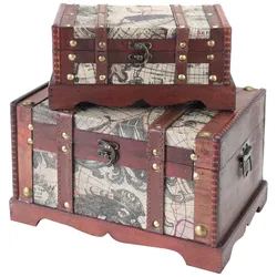 HMF Schatztruhe aus Holz, 2er Set, Versch. Größen, Amerika