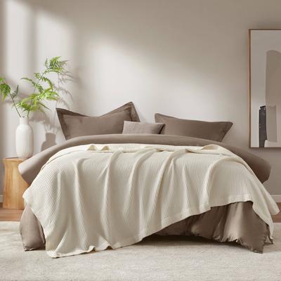 Madison Park Waffle Weave 100% Cotton Breathable Lightweight Blanket