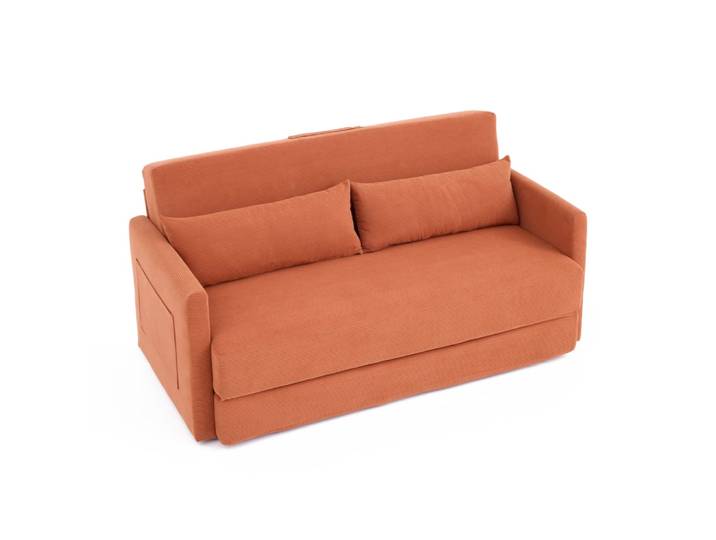 Canapé-lit pliable en polyester orange avec coussins 165x92x82 cm