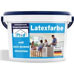 Plid, Wandfarbe, Latexfarbe 5L Weiss für ca. 30m2 / abwaschbare Wandfarbe Küchenfarbe Innenfarbe (Weiss, 5 l)