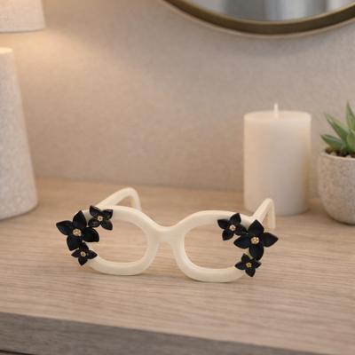 Sagebrook Home "Resin Decorative Object Floral Accents Eyeglass Sculpture - 8"" White - 8.0"""