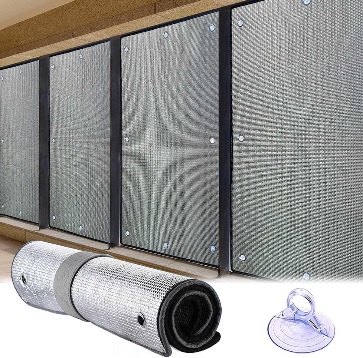 Verduisterende Raamfolie voor Warmte-isolatie en Warmte-regulatie, Zilver, 50 x 60 cm