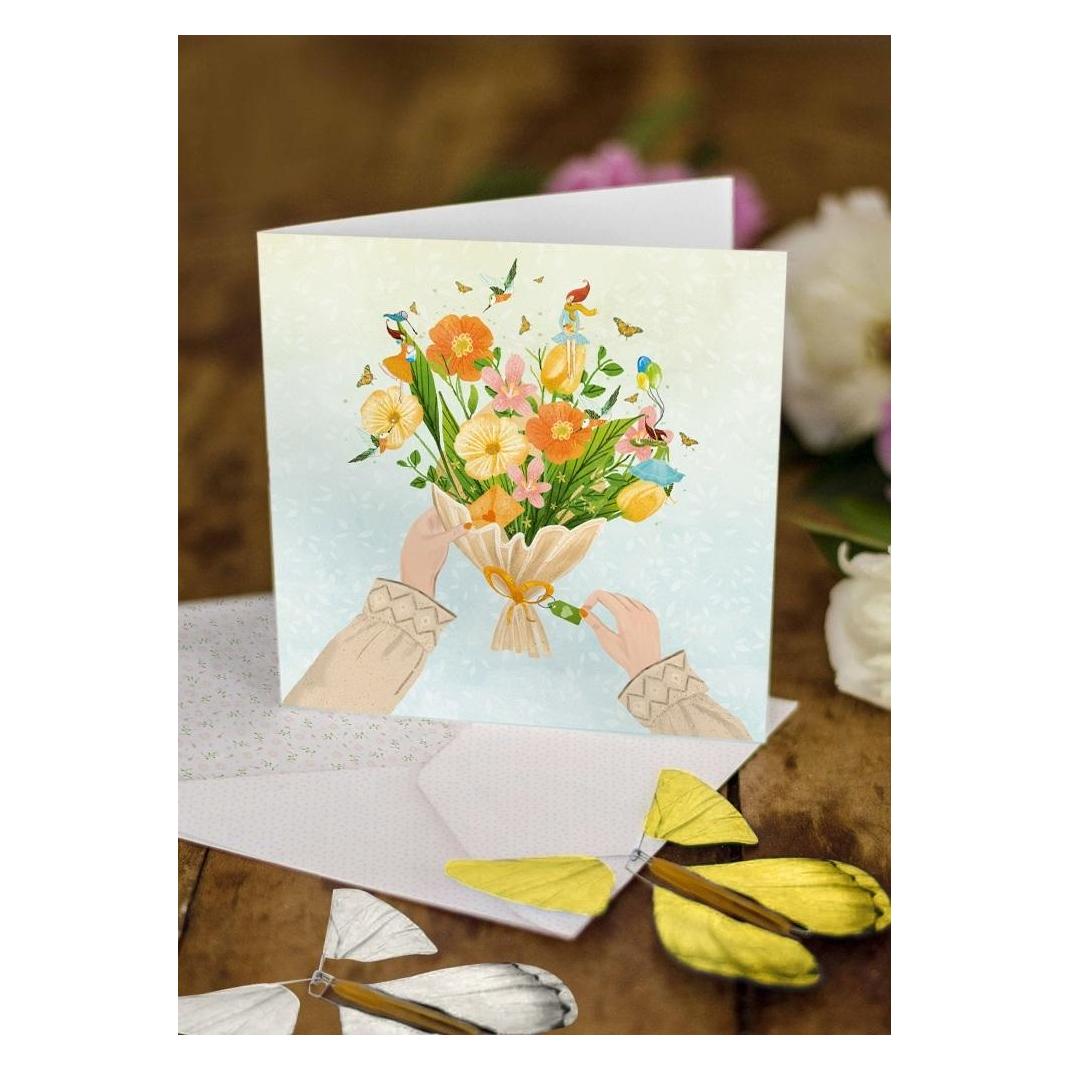 Cozywood Grosse Karte mit 2 fliegenden Schmetterlingen Bouquet (54626174)