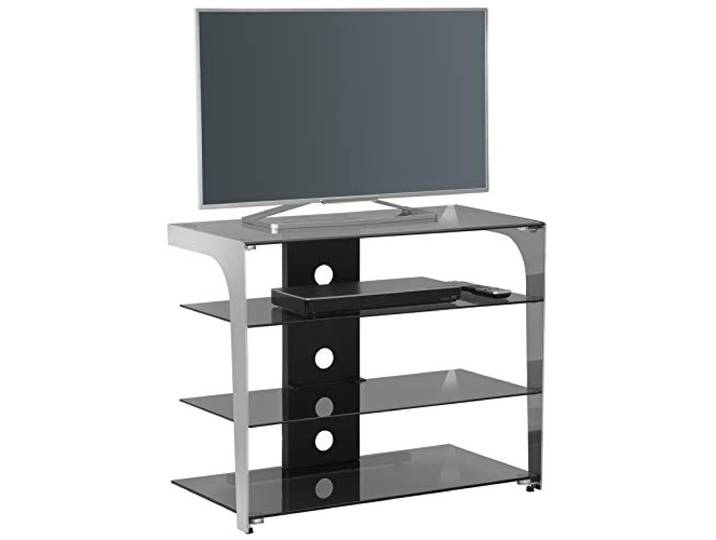 MAJA Möbel Media Modelle Glas TV-Rack, Metall Chrom-Rauchglas, One Size