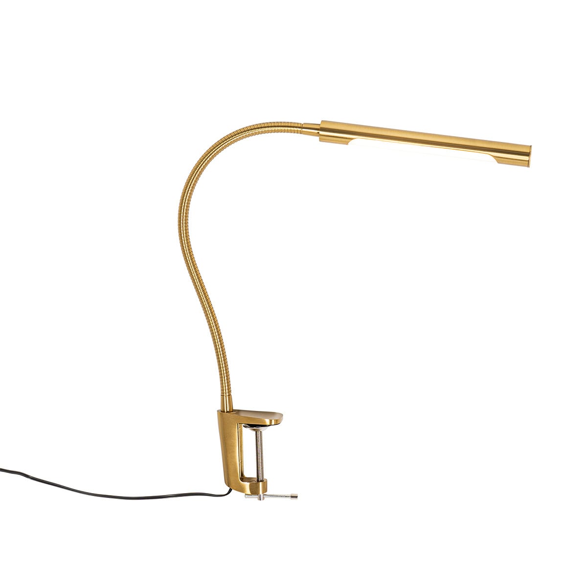 Qazqa Klem bureaulamp met LED en touch dimmer, goud/messing