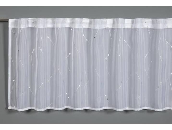 Sehlbach Bistrogardine Voile mit Foilprint, Weiß, 140 x 45 cm Bistrogardine, Zeitloses Design, Transparenter Stoff, Sichtschutz, Mühelose Befestigung, Öko-Tex Zertifiziert