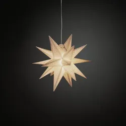 KONSTSMIDE Grauer 3D Papierstern, inkl. Anschlusskabel, an/aus Schalter, Dimmer, 1 ww Diode, 12V, Innen