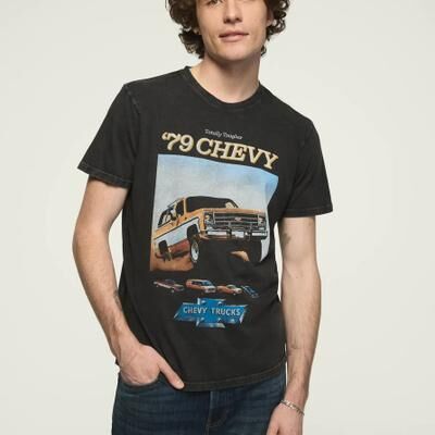 Lucky Brand Chevy Trucks Tee - Men's Clothing Tops Shirts Tee Graphic T Shirts in Jet Black, Size S
