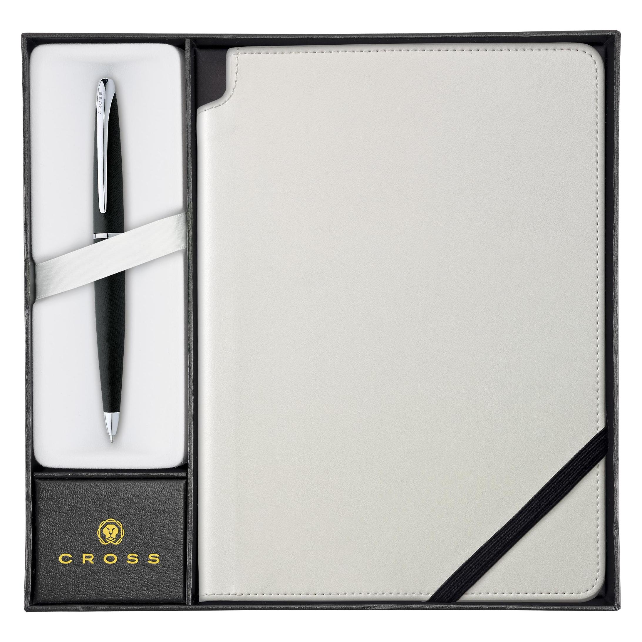 Cross Geschenkset ATX Basalt Schwarz mit weissem Notizbuch in Geschenkbox (1x) (882-3/4M-CR)