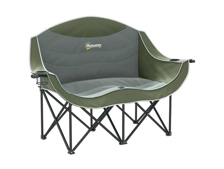 Outsunny Campingstuhl Metall Oxfordstoff Grün, 50x90x143 cm, Gartenmöbel, Gartensessel, Gartenstühle