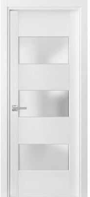SartoDoors Lucia 4070   Interior French Doors French Door   Solid Wood w/ Glass   Frame & Hardware Included   18x80, White Silk
