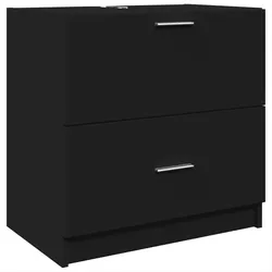 Helloshop26 - Platzsparender schwarzer Waschtischunterschrank 59 x 37 x 59 cm modernes Design aus schwarzem Holzwerkstoff