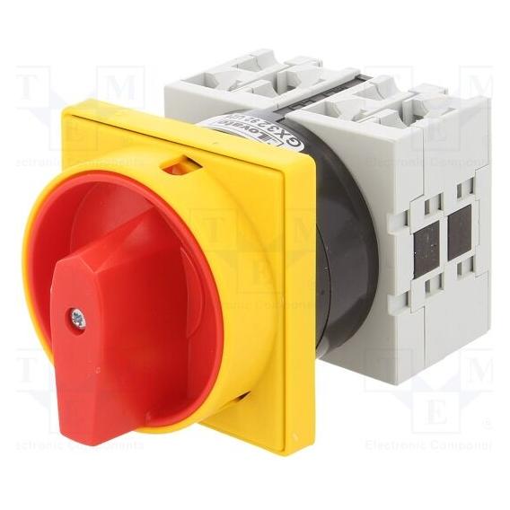 Lovato Nockenschalter 0-1 4P 32A zum Einbau mit gelbem Knopf (GX3292U25)