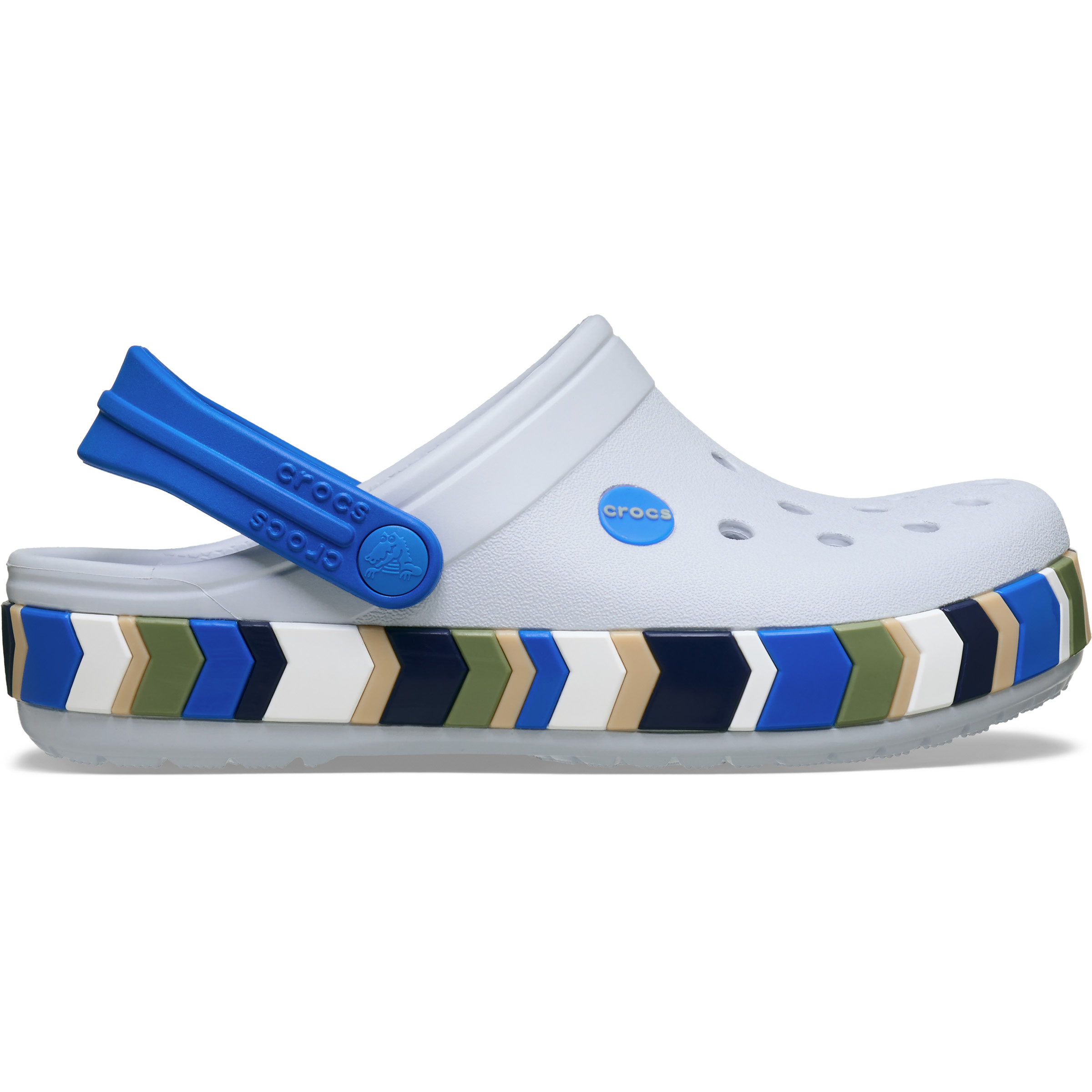 Crocs Crocband Chevron Band Clog Sandale Kinder Sandalen blau Größe 30 Lifestyle