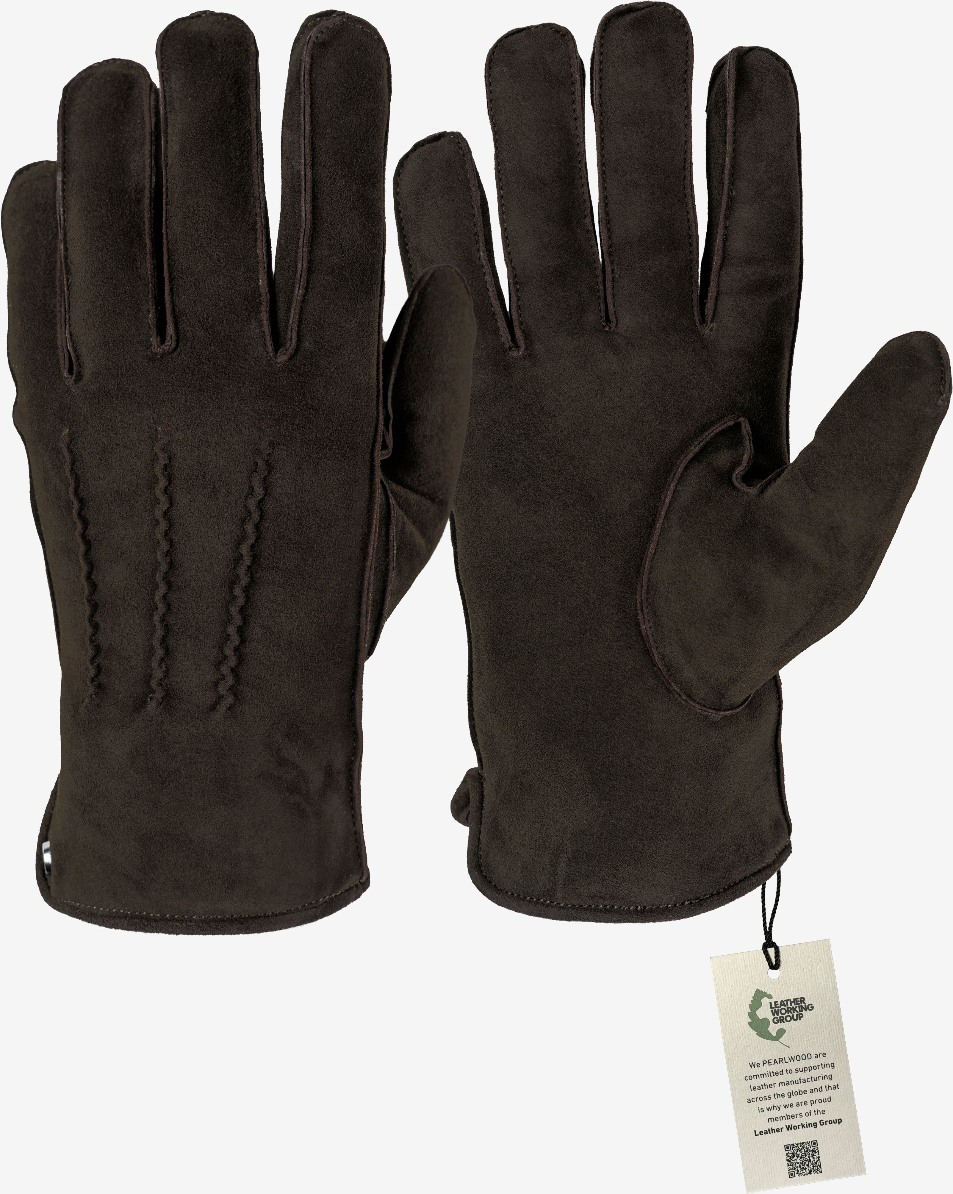Lederhandschuhe PEARLWOOD "CARL", Herren, Gr. 8,5, braun (chocolate), Materialmix, Ziegenleder, Handschuhe Lederhandschuhe, Seitenschlitze für komfortables Anziehen chocolate 8,5