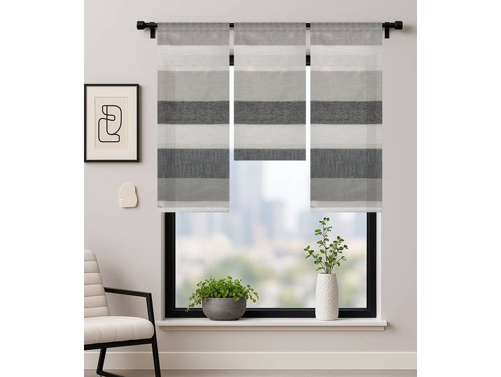 Vorhang HOME WOHNIDEEN OLAV , grau, B:30cm H:80cm, Polyester, Gardinen, Vorhang, Deko Querstreifen